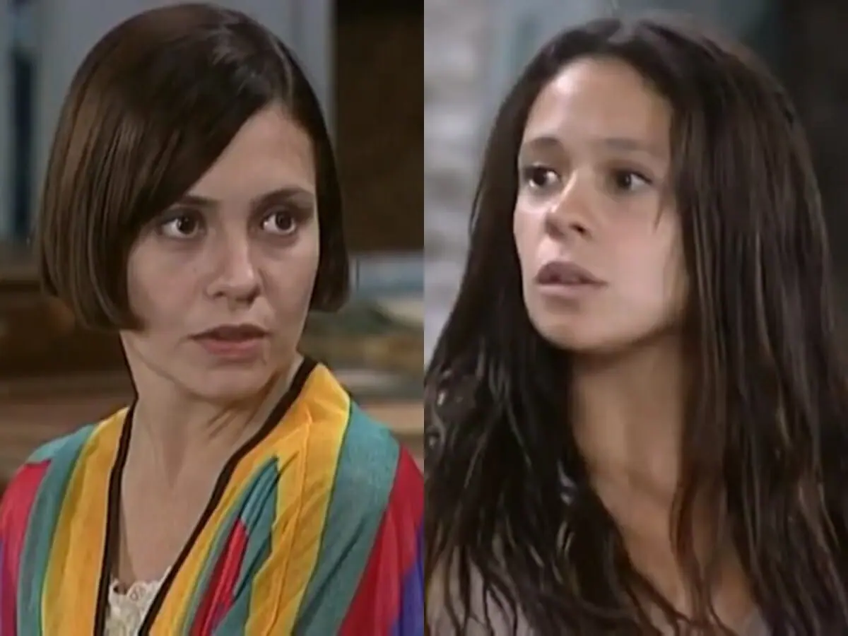Catarina (Adriana Esteves) e Lindinha (Vanessa Gerbelli) de O Cravo e a Rosa