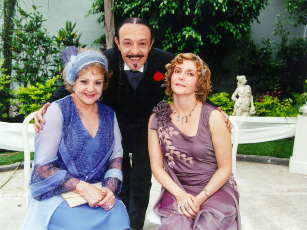 Eva Todor, Ney Latorraca e Maria Padilha em O Cravo e a Rosa (Cristiana Isidoro/Globo)