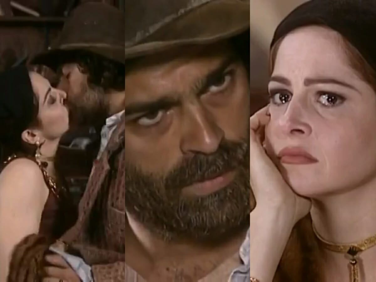 Marcela (Drica Moraes) e Petruchio (Eduardo Moscovis) de O Cravo e a Rosa