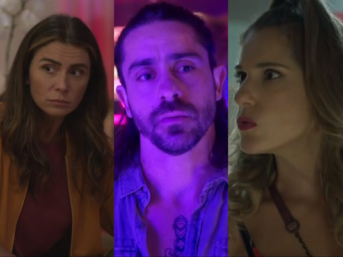 Neném (Vladimir Brichta) no corpo de Paula (Giovanna Antonelli), Roni (Felipe Abib) e Teca (Karine Dohme) de Quanto Mais Vida, Melhor!