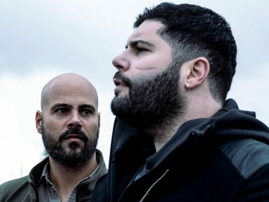 Marco D'Amore (background) with Salvatore Esposito in Gomorrah Season 5