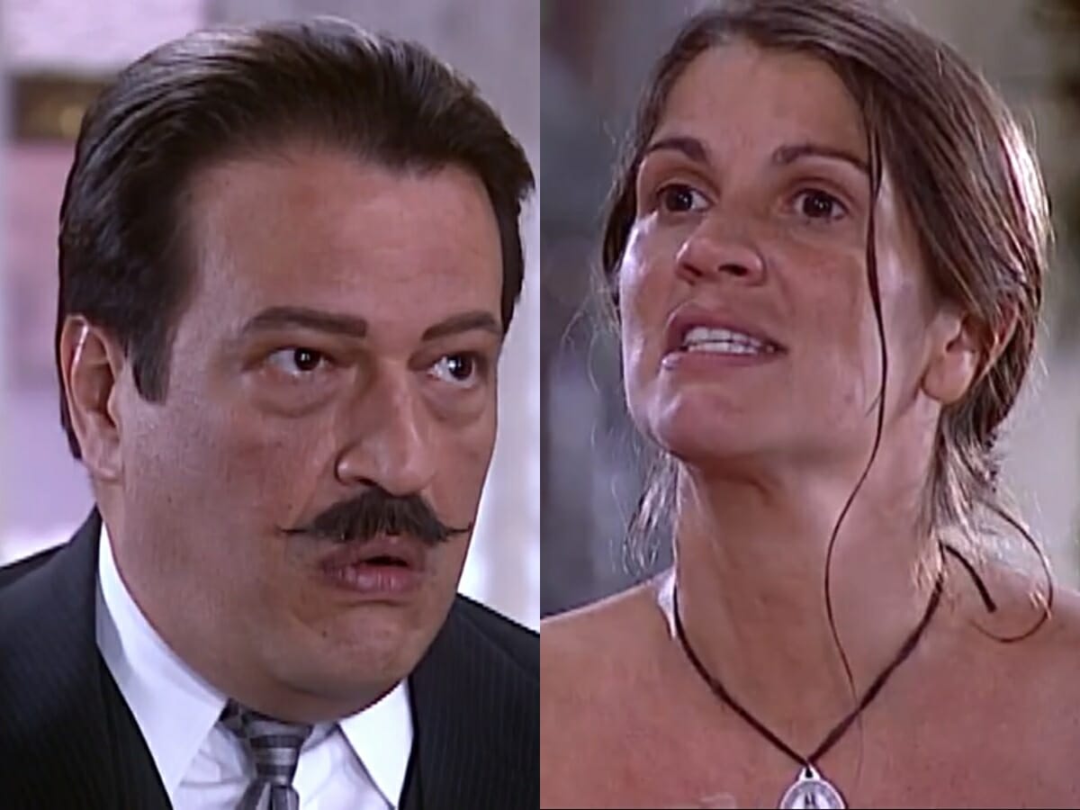 Batista (Luis Melo) e Joana (Tássia Camargo) de O Cravo e a Rosa