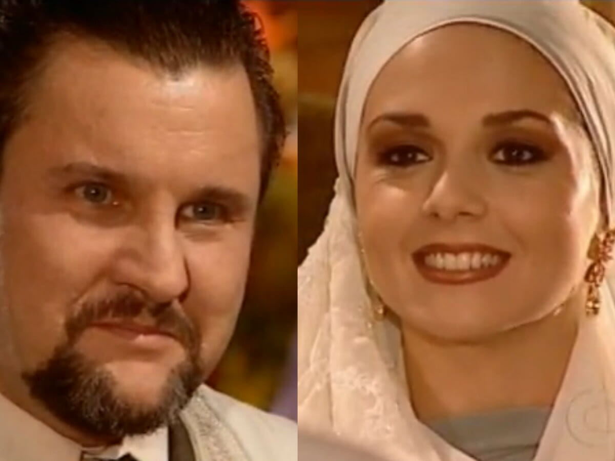 Mohamed (Antonio Calloni) e Zuleika (Fabiana Alvarez) em O Clone