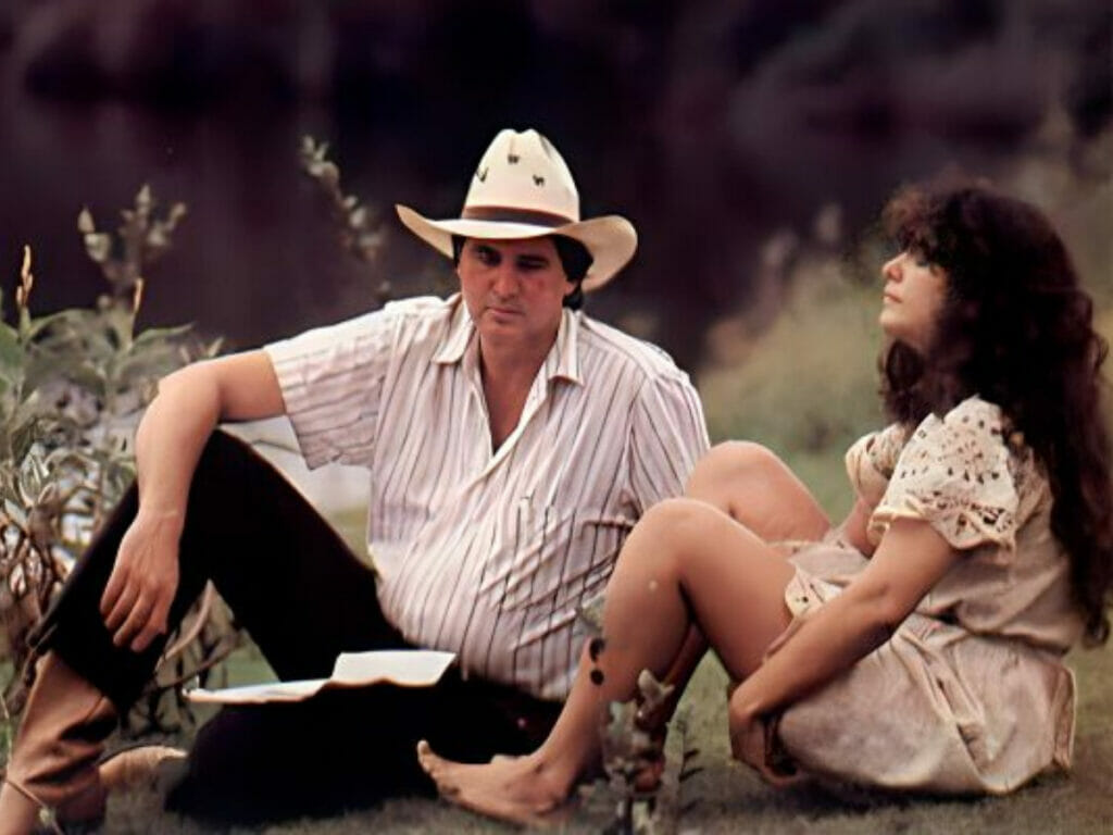 Sérgio Reis como Tibério e Andrea Richa como Muda na versão antiga de Pantanal