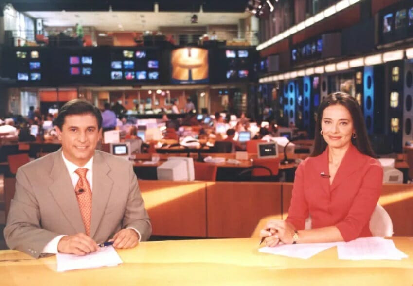 Carlos Nascimento e Carla Vilhena no Jornal Hoje
