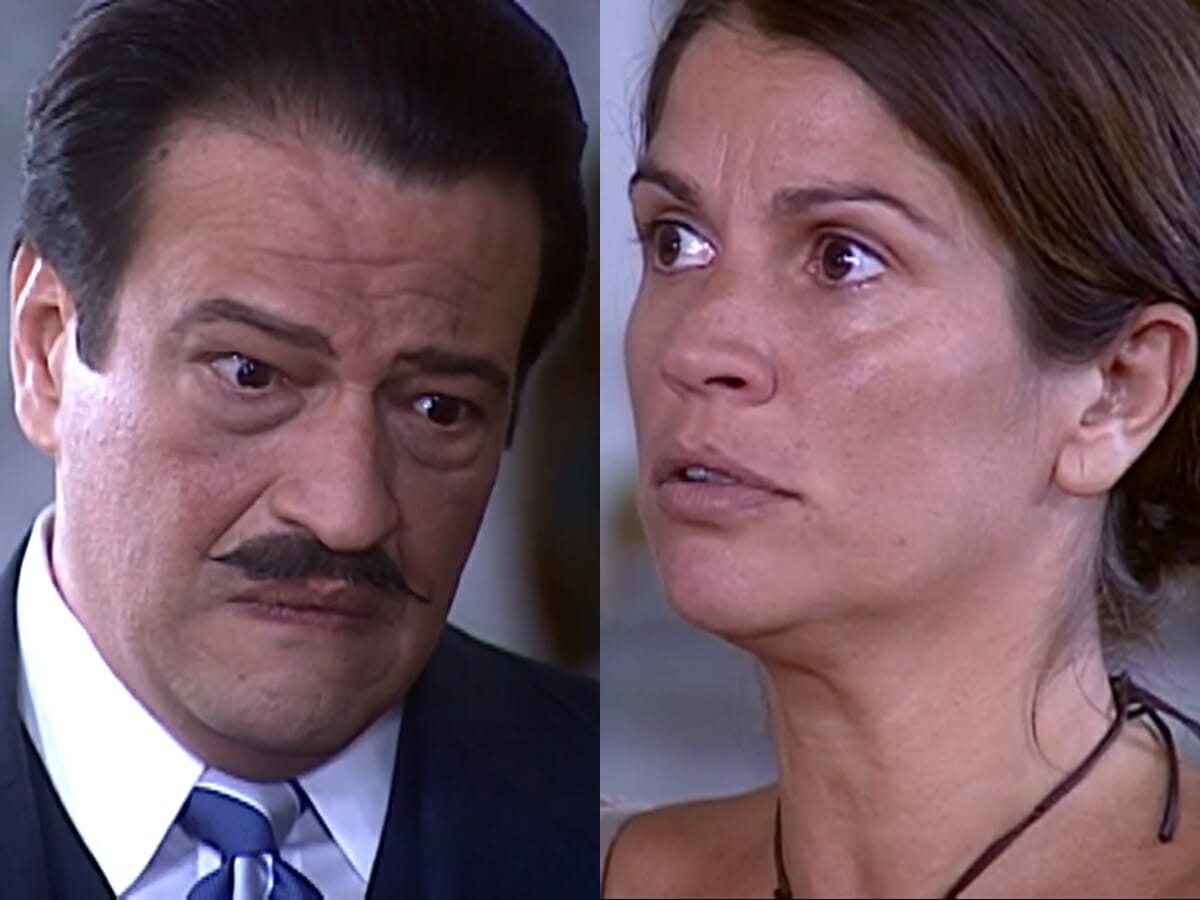 Batista (Luis Melo) e Joana (Tássia Camargo) de O Cravo e a Rosa