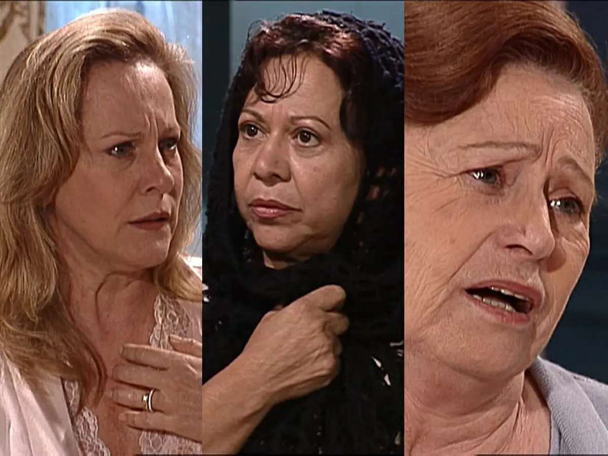 Branca (Lucinha Lins), Rosário (Manoelita Lustosa) e Margarida (Sônia Guedes) de Esmeralda