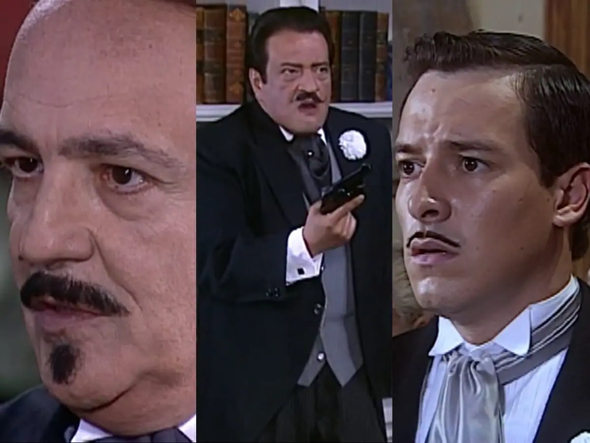 Cornélio (Ney Latorraca), Batista (Luís Melo) e Heitor (Rodrigo Faro) de O Cravo e a Rosa