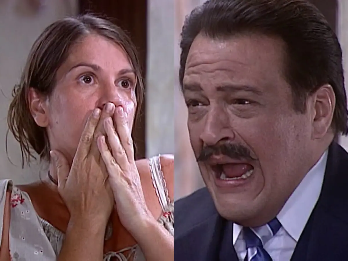 Joana (Tássia Camargo) e Batista (Luis Melo) de O Cravo e a Rosa