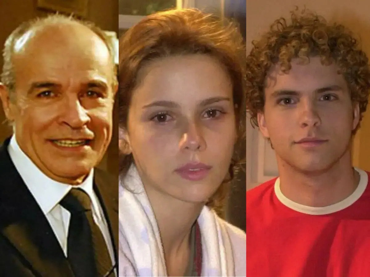 Lobato (Osmar Prado), Mel (Débora Falabella) e Nando (Thiago Fragoso) em O Clone