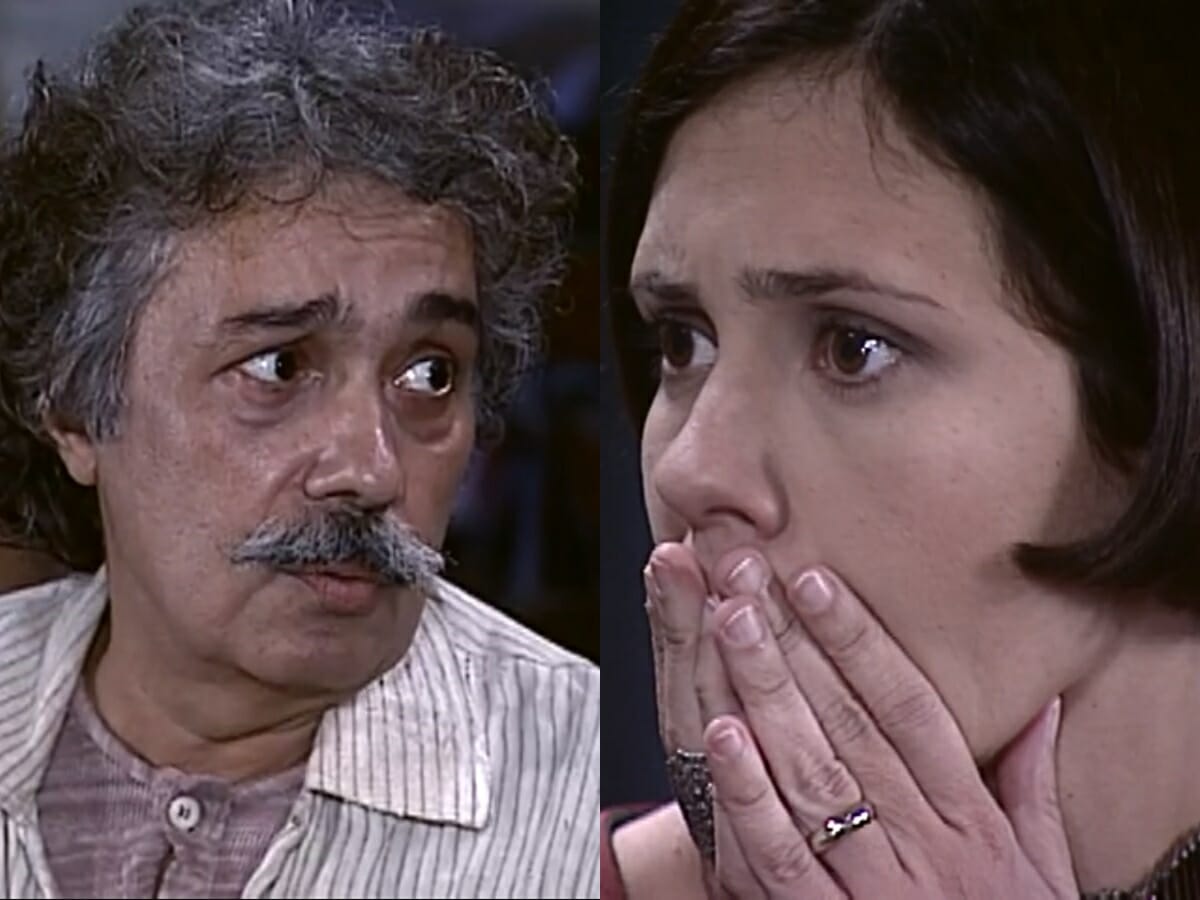 Calixto (Pedro Paulo Rangel) e Catarina (Adriana Esteves) de O Cravo e a Rosa