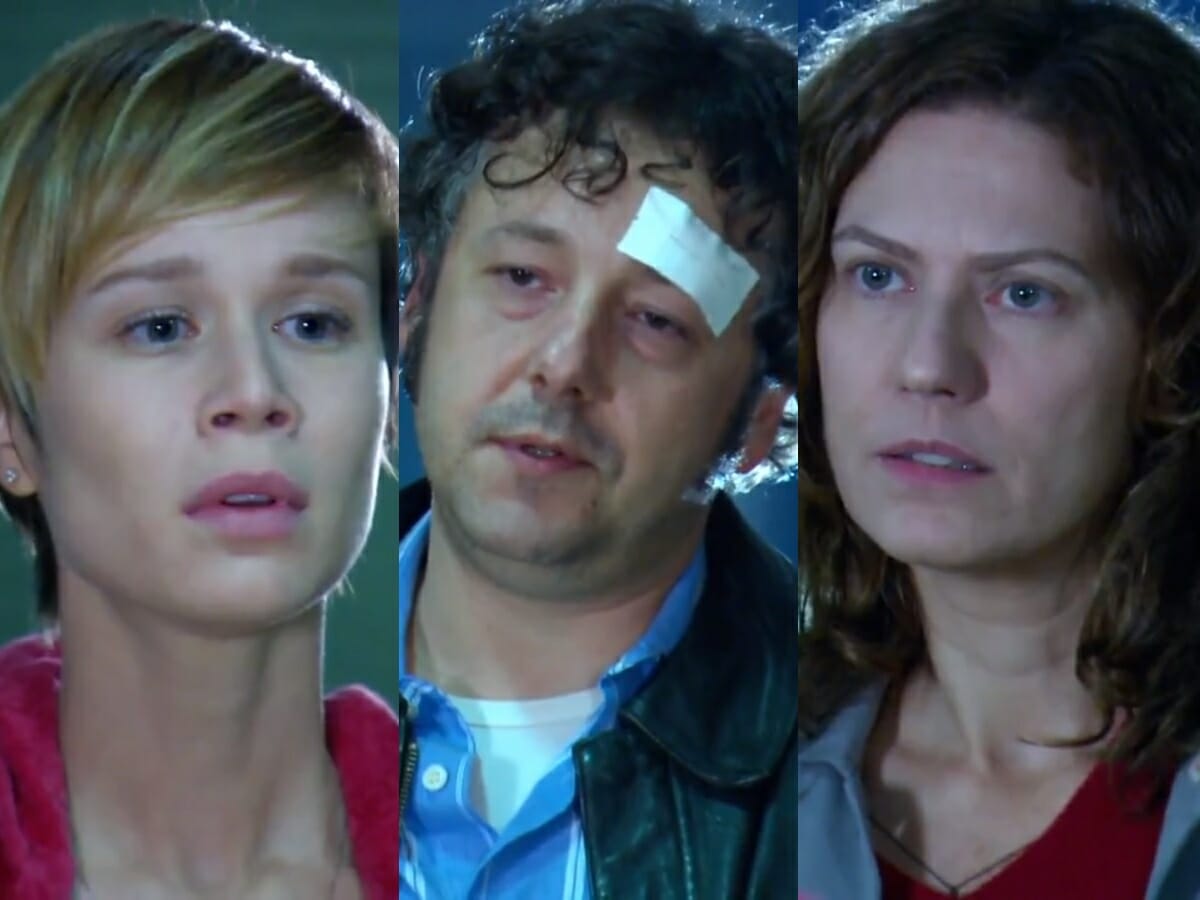 Lara (Mariana Ximenes), Tony (Mário Hermeto) e Flora (Patrícia Pillar) de A Favorita