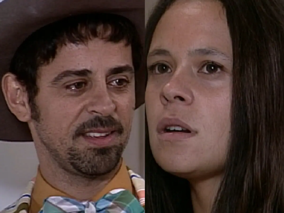 Januário (Taumaturgo Ferreira) e Lindinha (Vanessa Gerbelli) em O Cravo e a Rosa