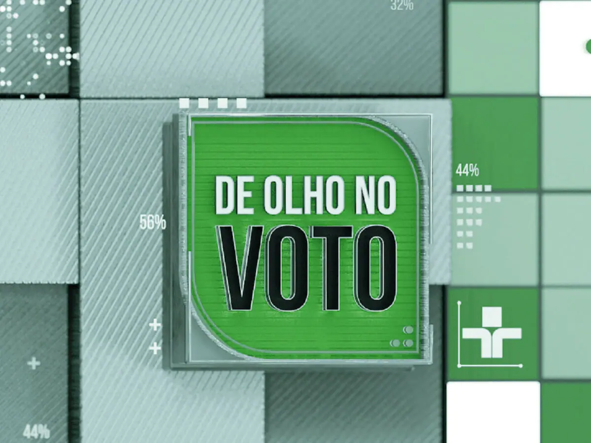 Logotipo do programa De Olho no Voto, da TV Cultura, na temporada 2022