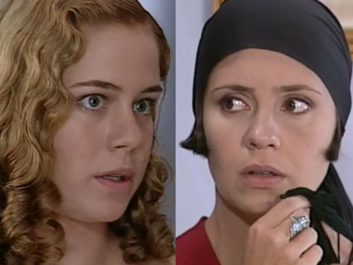 Bianca (Leandra Leal) e Catarina (Adriana Esteves) em O Cravo e a Rosa