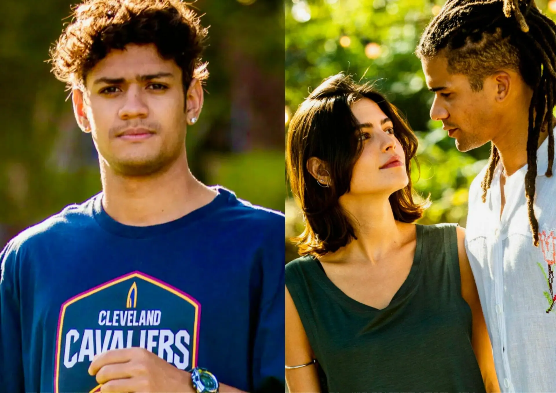 Renato (Gabriel Santana), Guta (Julia Dalavia) e Marcelo (Lucas Leto) em Pantanal