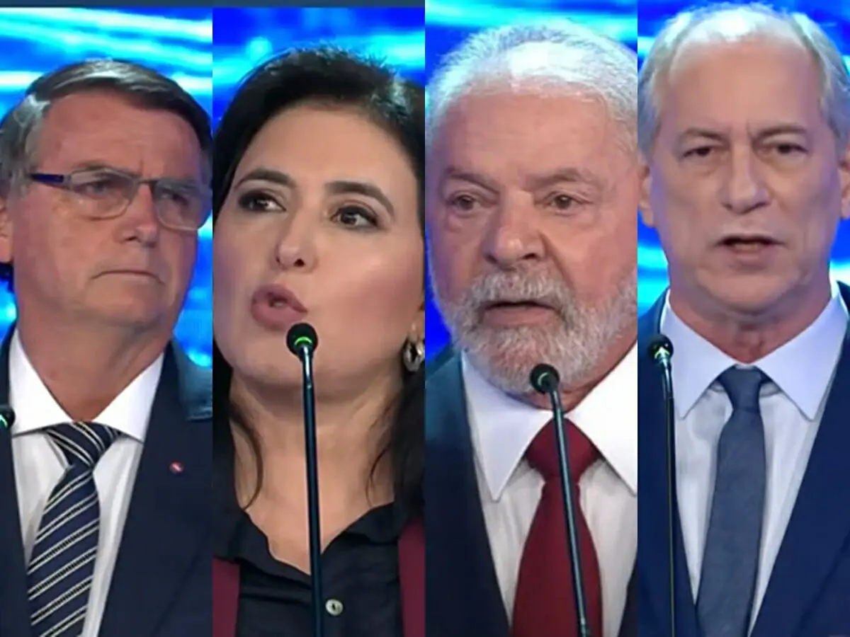 Jair Bolsonaro, Simone Tebet, Lula e Ciro Gomes no debate da Band