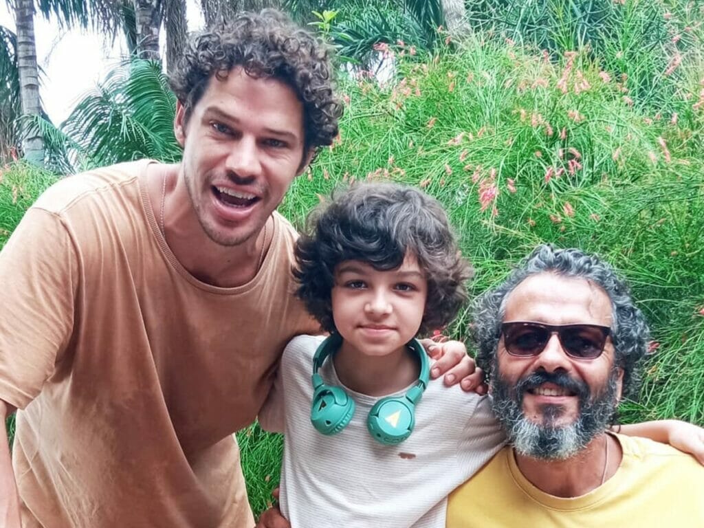 José Loreto, Gustavo Corasini e Marcos Palmeira nos bastidores de Pantanal