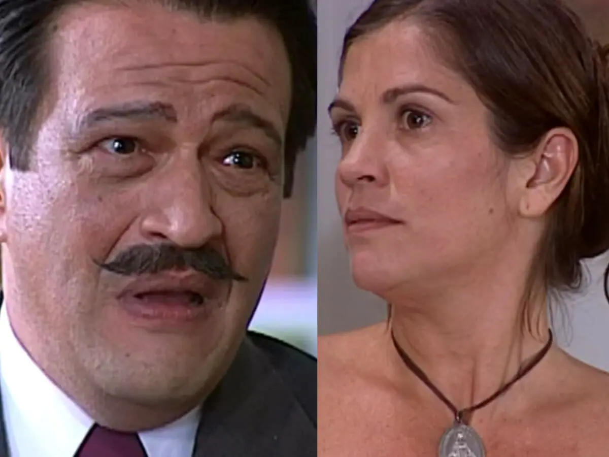 Batista (Luis Melo) e Joana (Tássia Camargo) em O Cravo e a Rosa