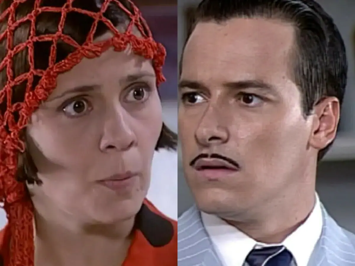 Catarina (Adriana Esteves) e Heitor (Rodrigo Faro) em O Cravo e a Rosa