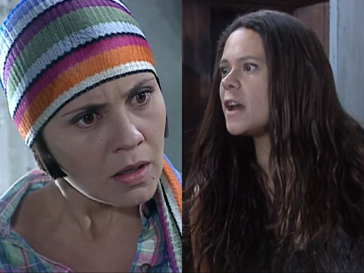 Catarina (Adriana Esteves) e Lindinha (Vanessa Gerbelli) de O Cravo e a Rosa
