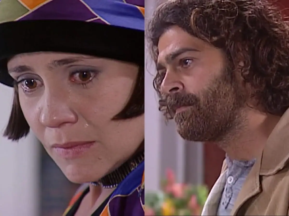 Catarina (Adriana Esteves) e Petruchio (Eduardo Moscovis) de O Cravo e a Rosa