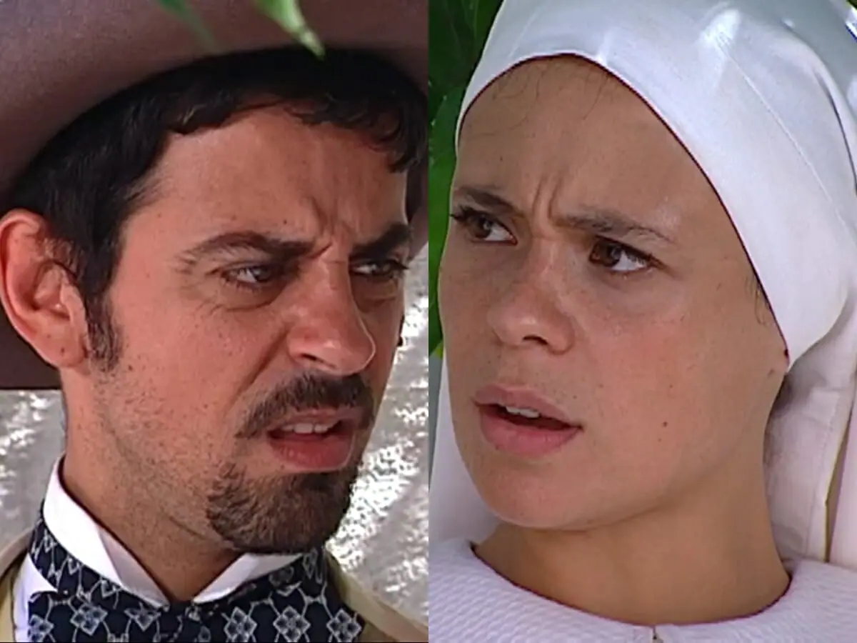 Januário (Taumaturgo Ferreira) e Lindinha (Vanessa Gerbelli) de O Cravo e a Rosa