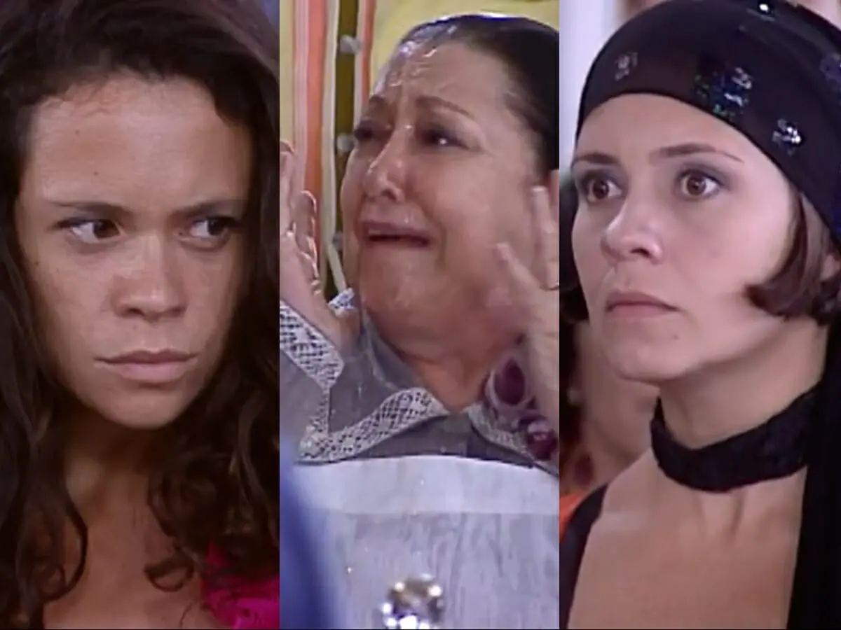 Lindinha (Vanessa Gerbelli), Mimosa (Suely Franco) e Catarina (Adriana Esteves) de O Cravo e a Rosa