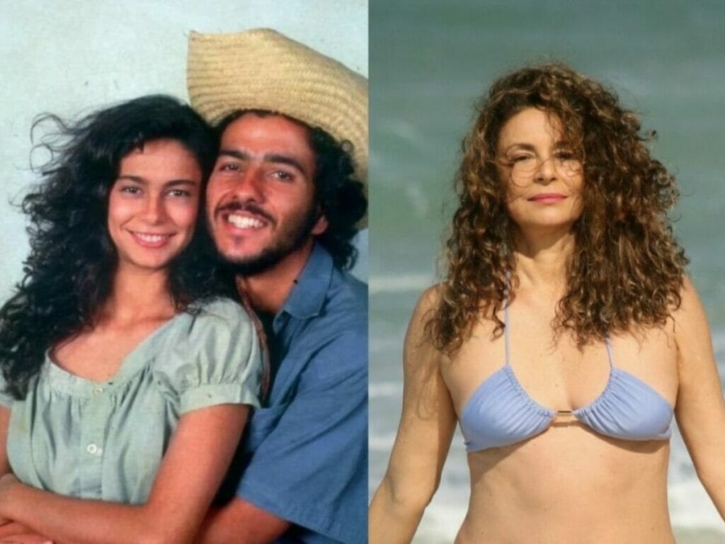 Giovanna Gold e Marcos Palmeira; ao lado a atriz recentemente