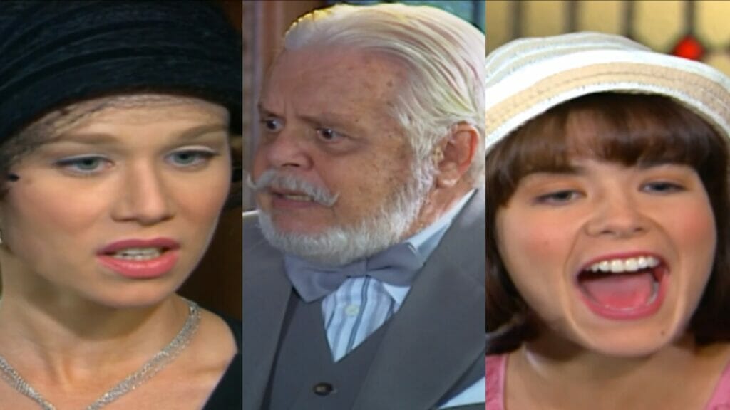 Ana Francisca (Mariana Ximenes), Klaus (Cláudio Corrêa e Castro) e Celina (Samara Felippo) de Chocolate com Pimenta