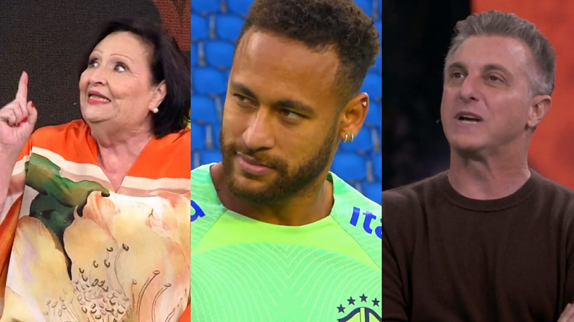 Dea Lúcia, Neymar e Luciano Huck no Domingão com Huck