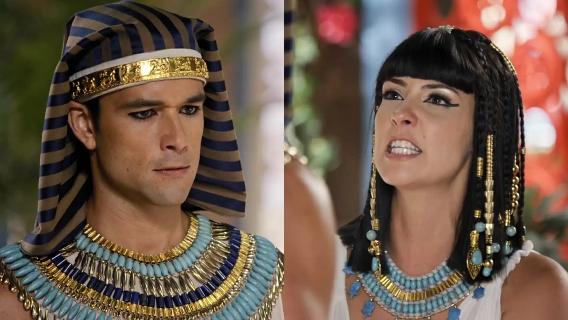 Ramsés (Sergio Marone) e Nefertari (Camila Rodrigues) de Os Dez Mandamentos