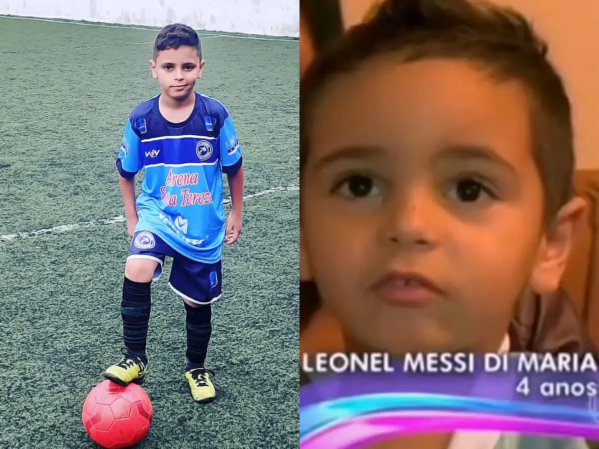 Leonel Messi Di María atualmente e em 2014, quando virou meme no programa Mais Você