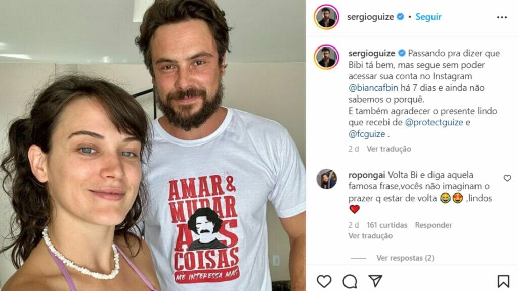 Publicação de Sérgio Guizé sobre a esposa, Bianca Bin