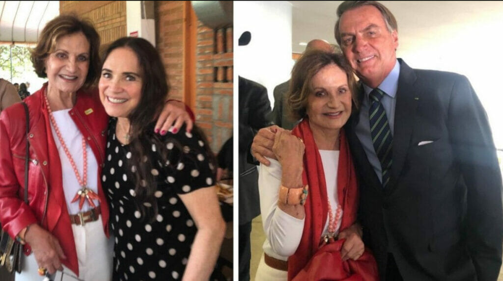 Rosamaria Murtinho com Regina Duarte e com Jair Bolsonaro