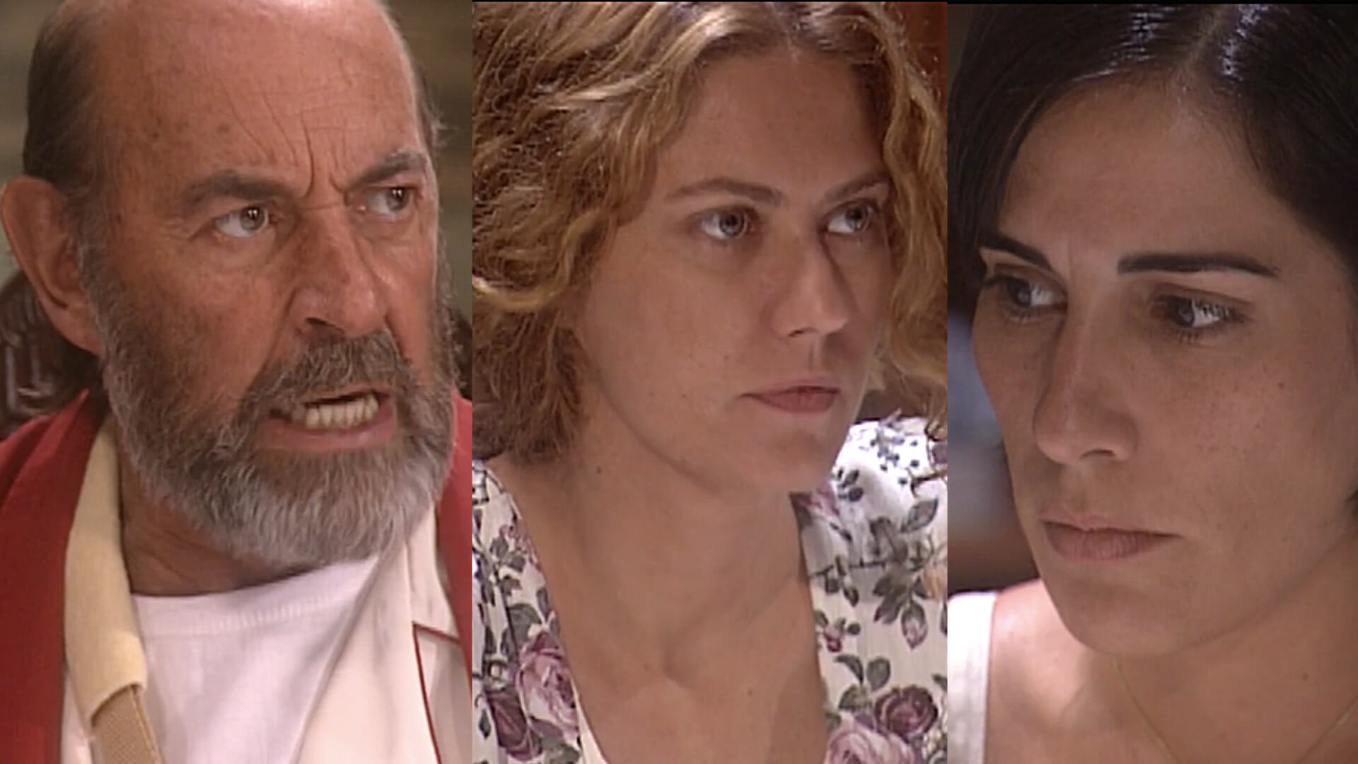 Geremias (Raul Cortez), Luana (Patrícia Pillar) e Rafaela (Gloria Pires) em O Rei do Gado
