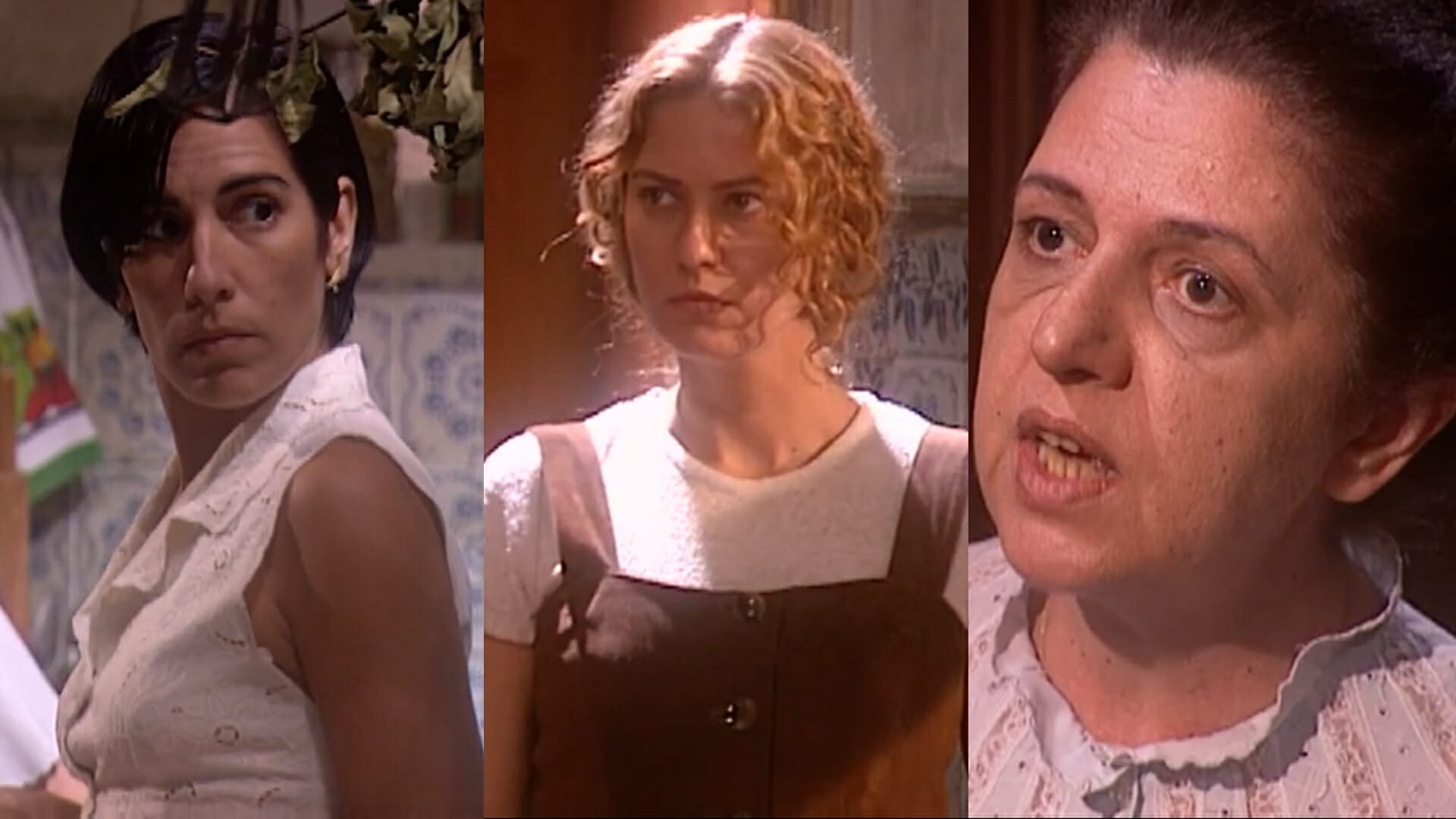 Rafaela (Gloria Pires), Luana (Patrícia Pillar) e Judite (Walderez de Barros) de O Rei do Gado
