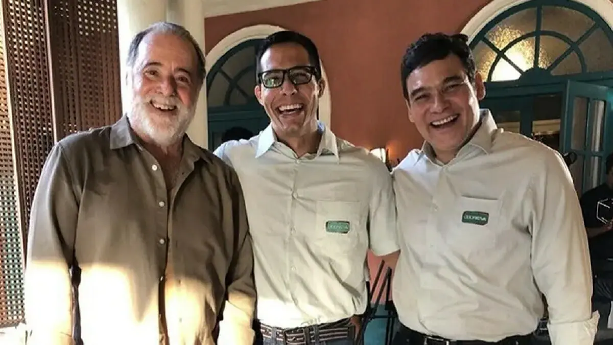 Tony Ramos, Rafael Gualandi e Cláudio Gabriel em Terra e Paixão