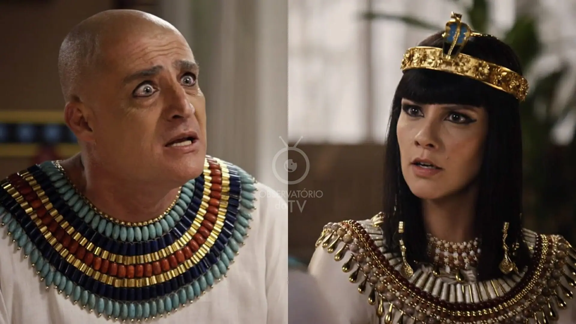 Paser (Giuseppe Oristanio) e Nefertari (Camila Rodrigues) de Os Dez Mandamentos