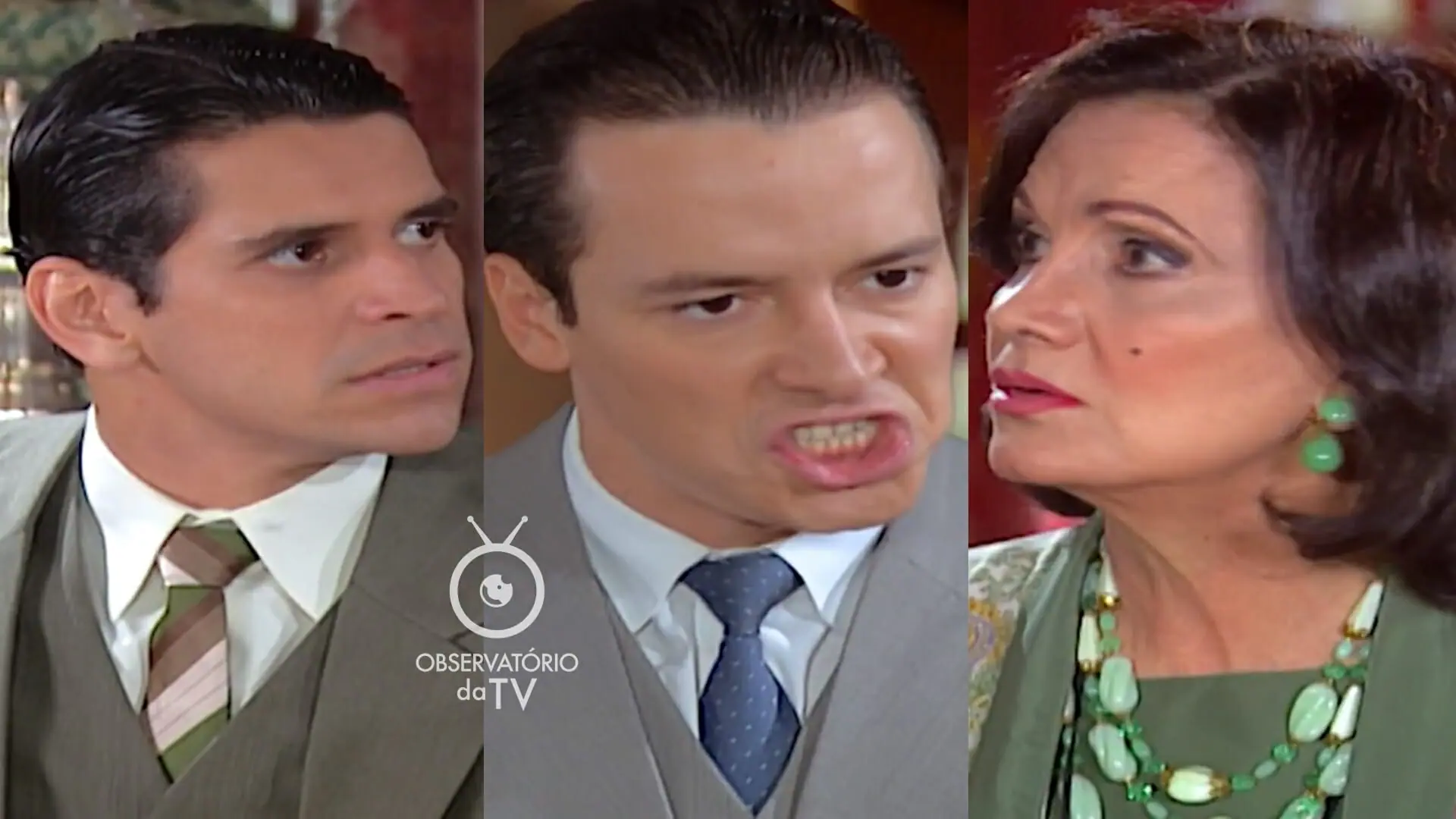 Beto (Alexandre Barilari), Guilherme (Rodrigo Faro) e Margot (Rosamaria Murtinho) de Chocolate com Pimenta