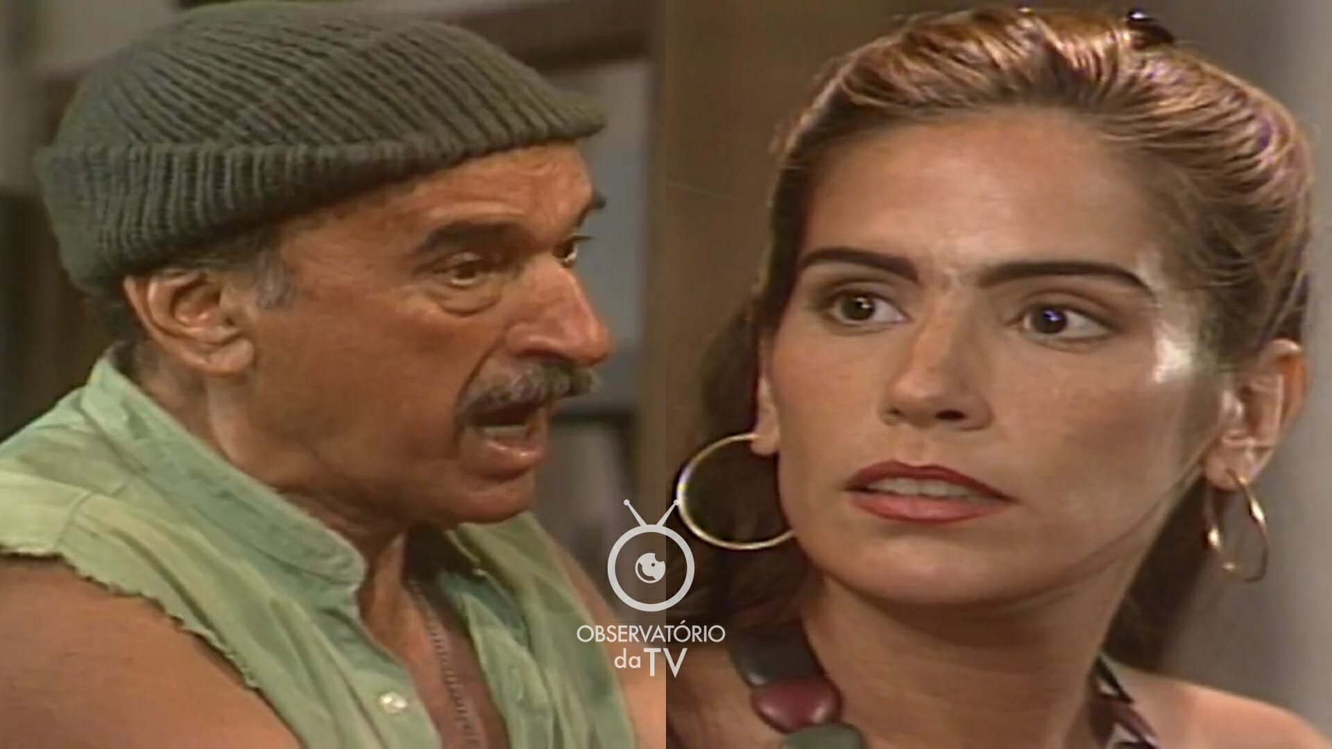 Floriano (Sebastião Vasconcelos) e Raquel (Gloria Pires) de Mulheres de Areia