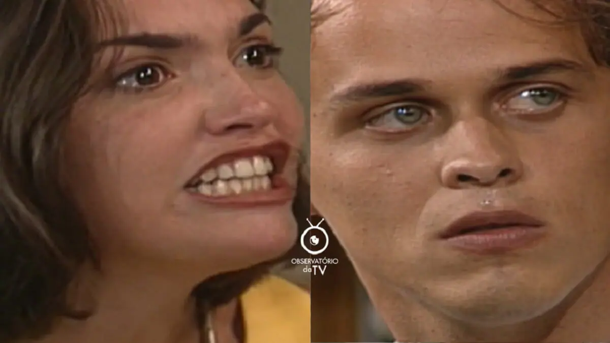 Andrea (Karina Perez) e Marcos (Guilherme Fontes) em Mulheres de Areia