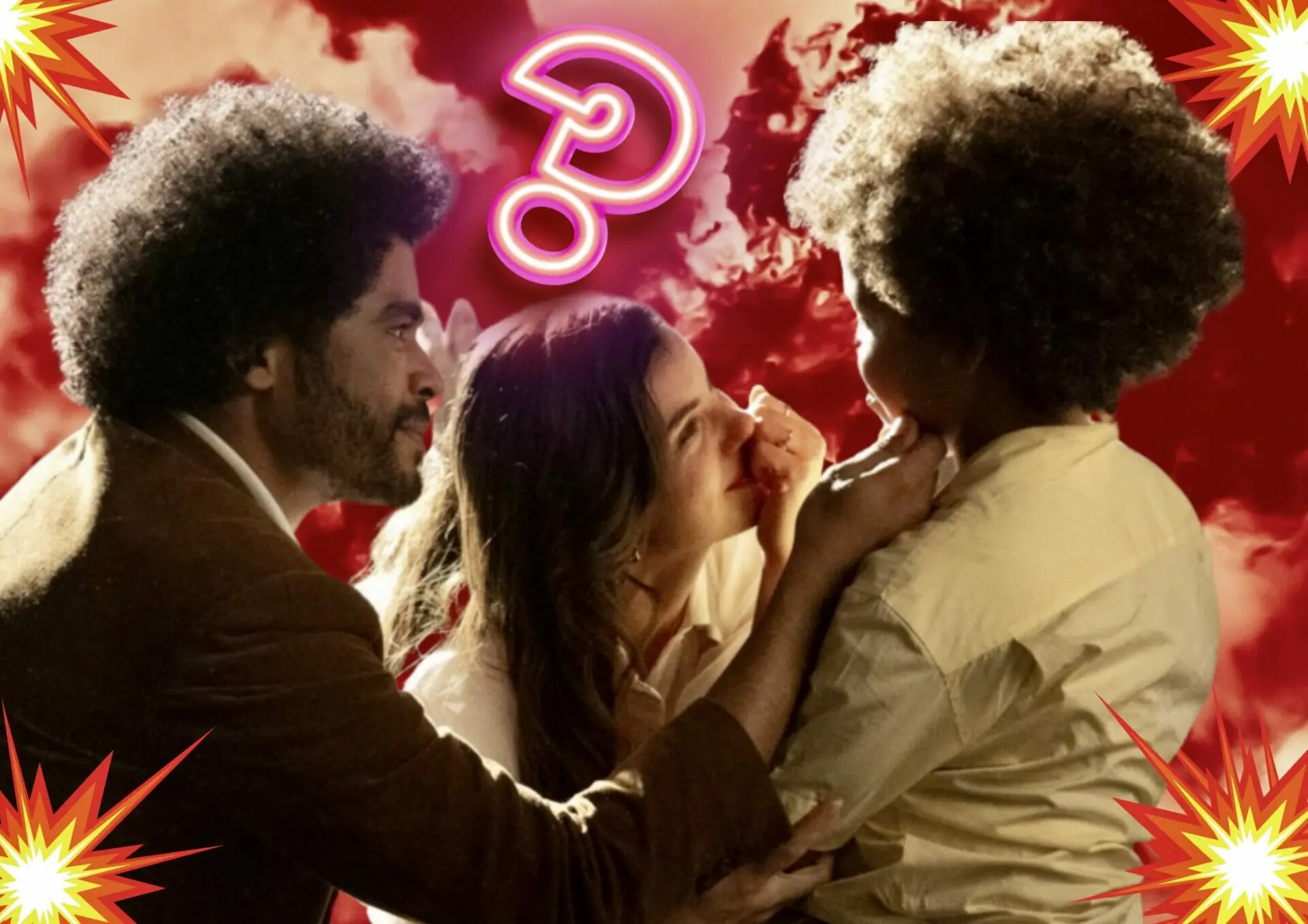 Marê (Camila Queiroz), Marcelino (Levi Asaf) e Orlando (Diogo Almeida) em Amor Perfeito