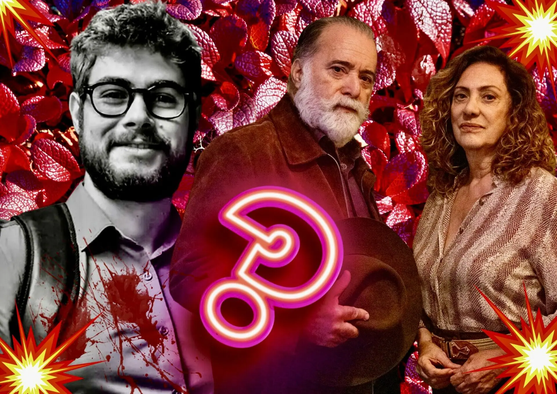 Antônio (Tony Ramos), Hélio (Rafa Vitti) e Agatha (Eliane Giardini) em Terra e Paixão