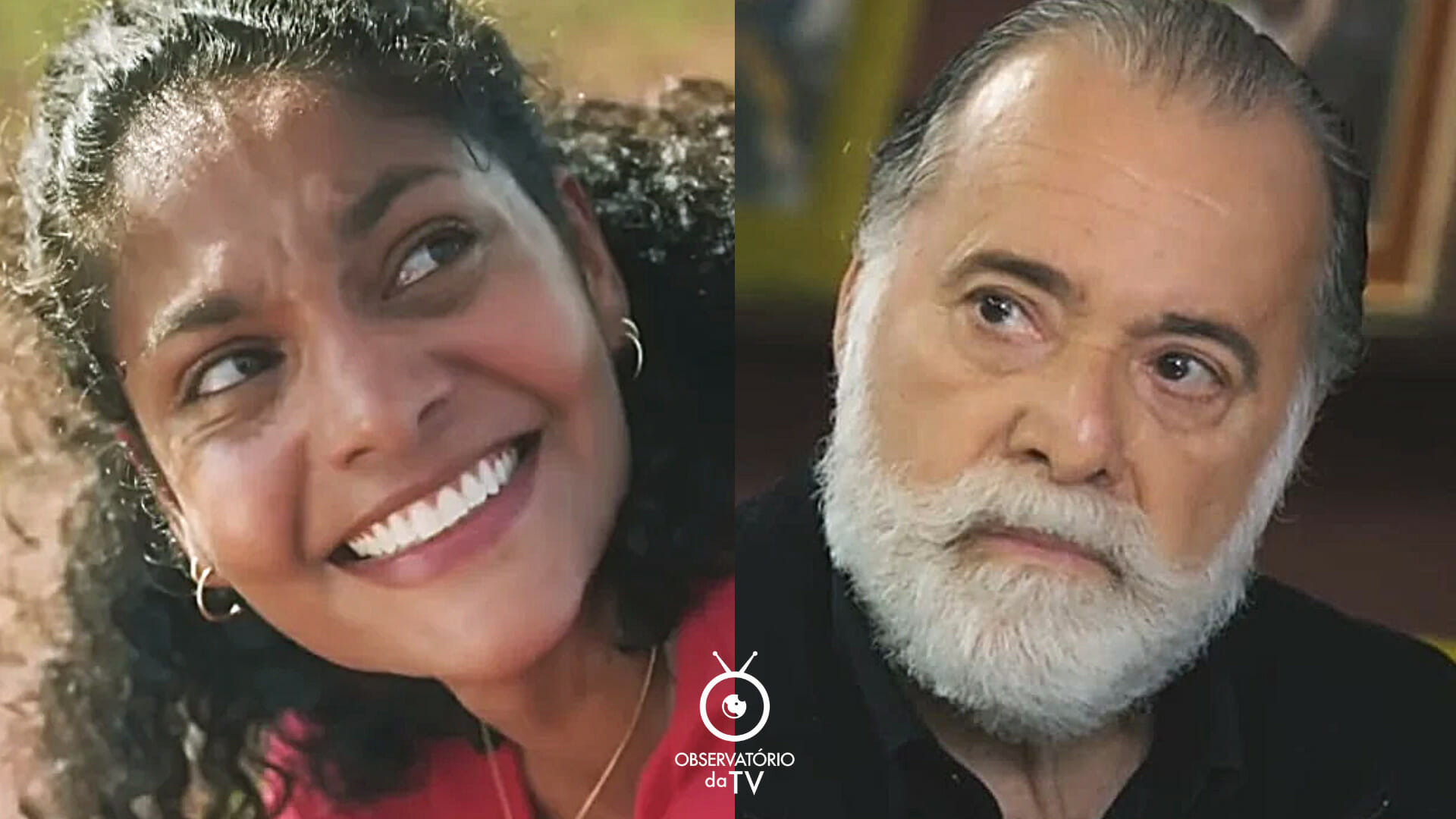 Aline (Bárbara Reis) e Antônio (Tony Ramos) na novela Terra e Paixão