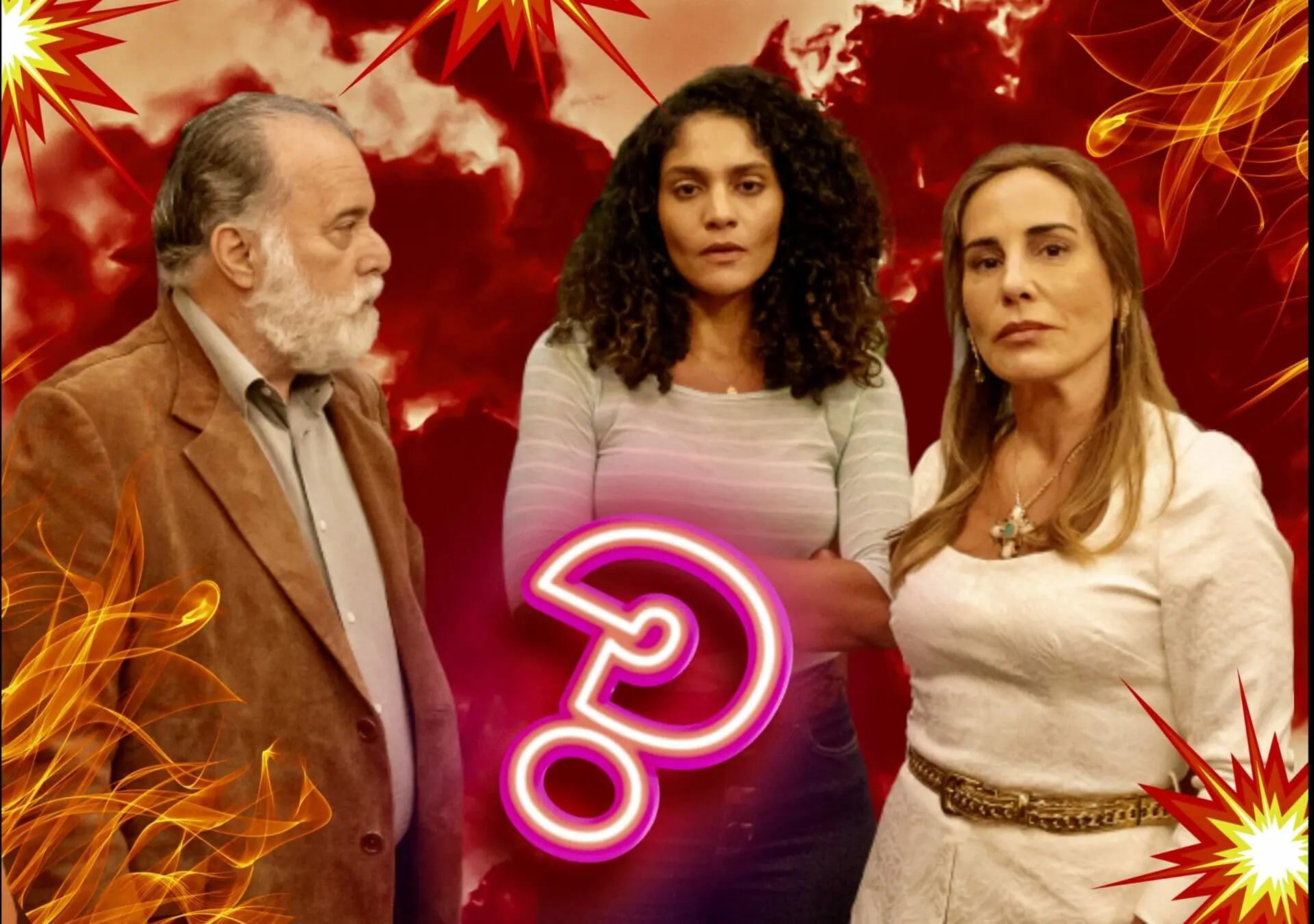 Aline (Barbara Reis), Antônio (Tony Ramos) e Irene (Gloria Pires) em Terra e Paixão