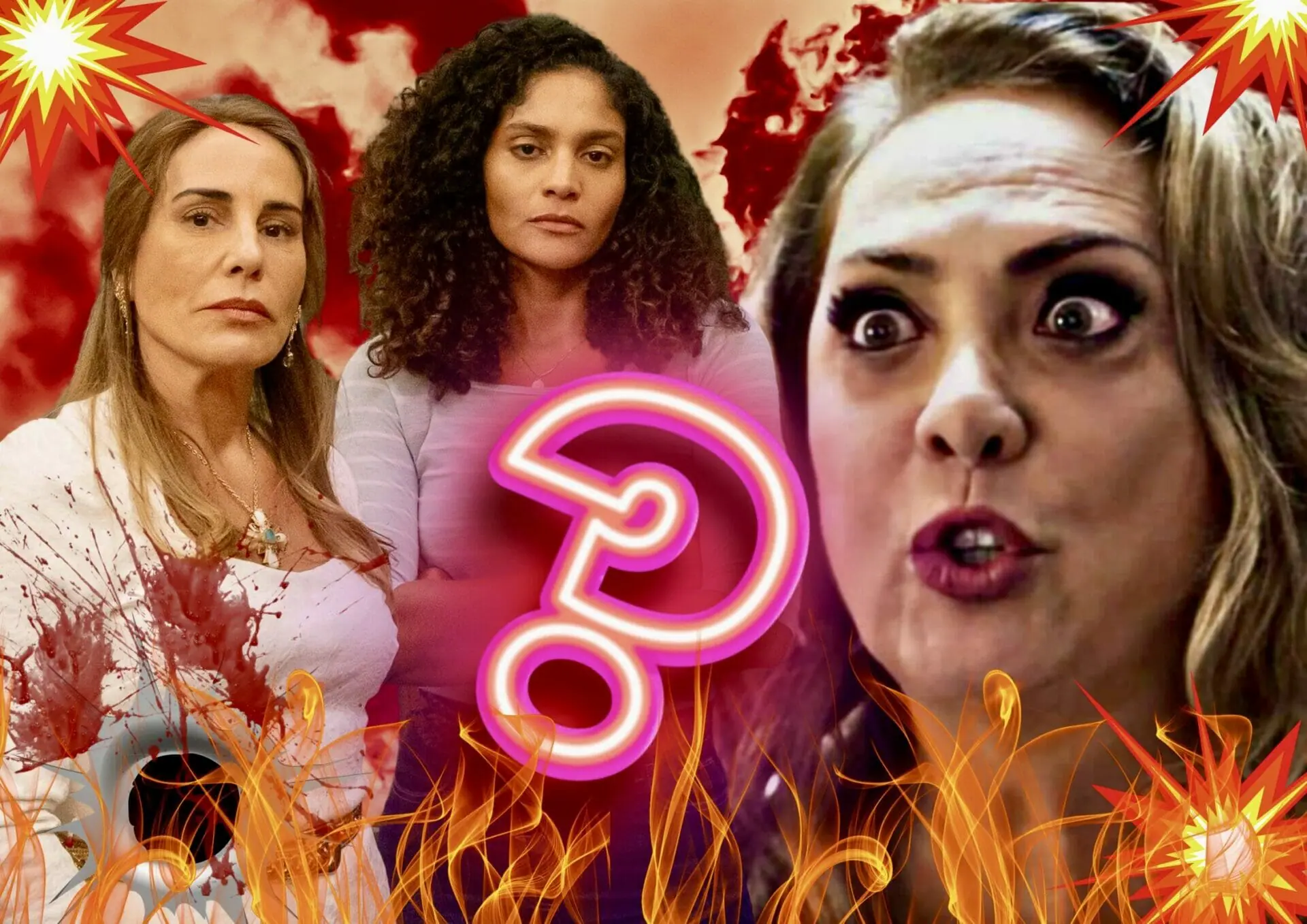 Aline (Barbara Reis), Irene (Gloria Pires) e Agatha (Eliane Giardini) de Terra e Paixão