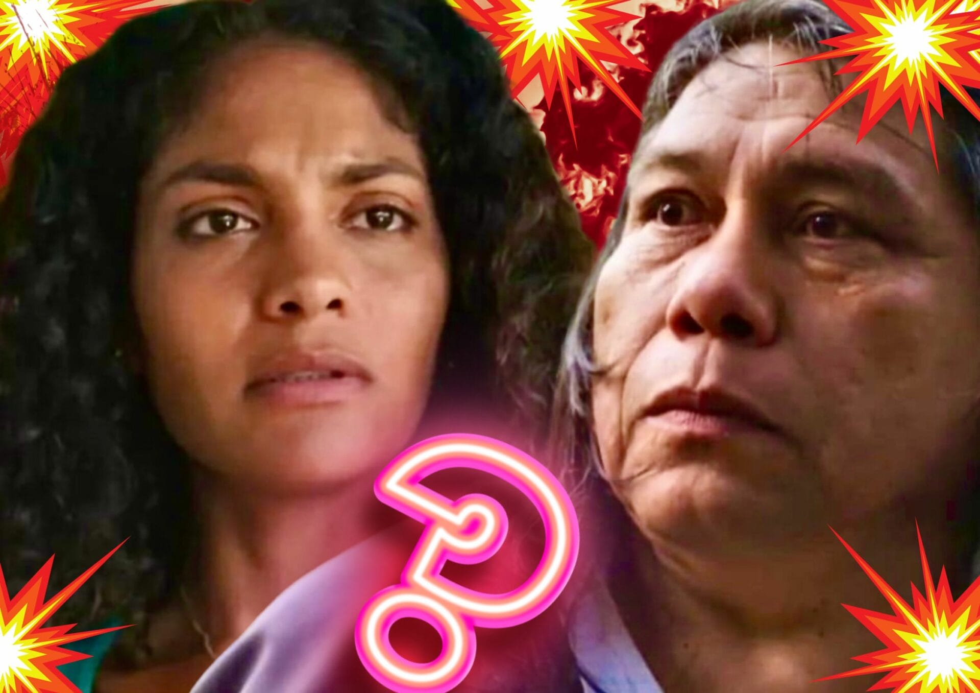 Jurecê (Daniel Munduruku) e Aline (Barbara Reis) em Terra e Paixão