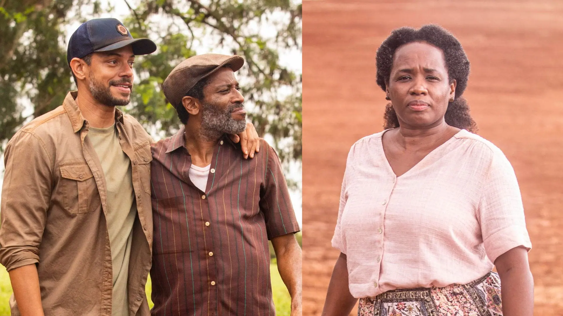 Gentil (Flávio Bauraqui), Jonatas (Paulo Lessa) e Jussara (Tatiana Tibúrcio) em Terra e Paixão