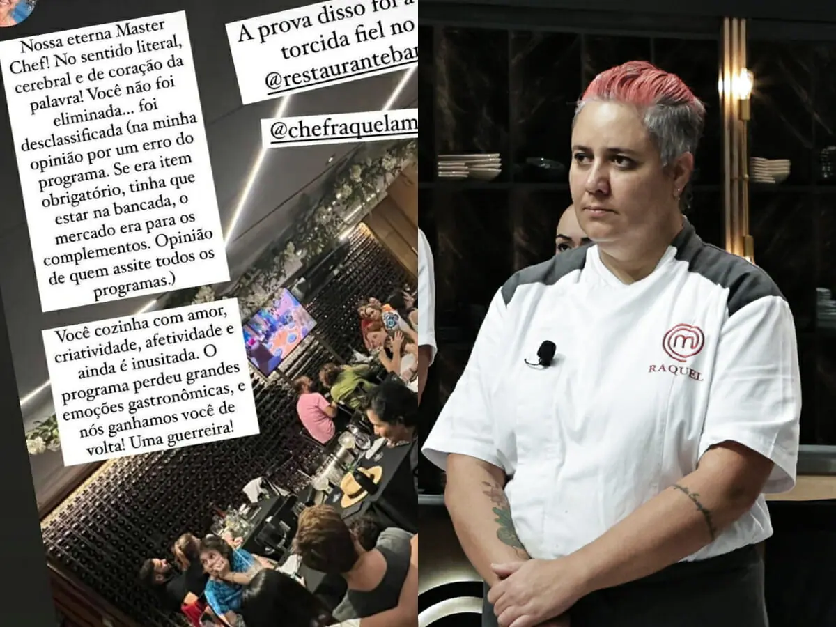 Raquel Amaral, desclassificada do MasterChef Profissionais, compartilha crítica a programa